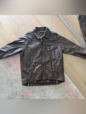 Lauren by Ralph Lauren Chocolate Brown Leather Jacket